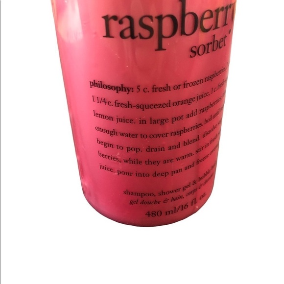 Philosophy Raspberry Sorbet Shampoo Shower Gel & Bubble Bath 16Oz. Sealed - Picture 2 of 4